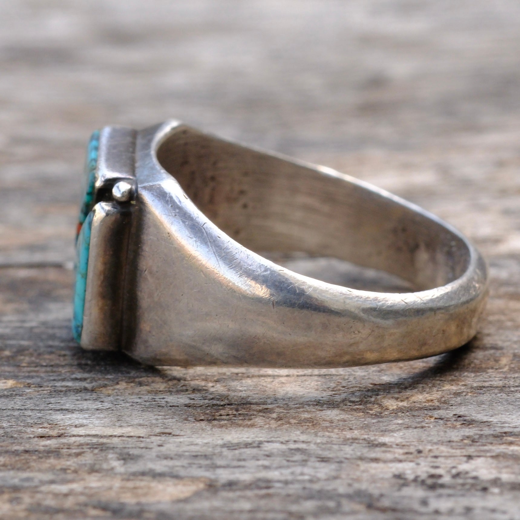 Vintage Sterling Multistone Inlay Ring 10.75