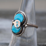 Vintage Sterling Effie Turquoise Snake Ring 6.75