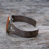 Vintage Sterling Petrified Wood Stamped Cuff