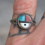 Vintage Sterling Zuni Surface Roper Ring 6.75