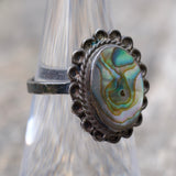 Vintage Sterling Abalone Florette Ring 5.25