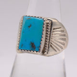 Vintage Sterling Turquoise Stamped Band Ring 8.5