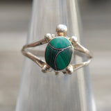 Vintage Sterling Malachite Turquoise Ring 4.5