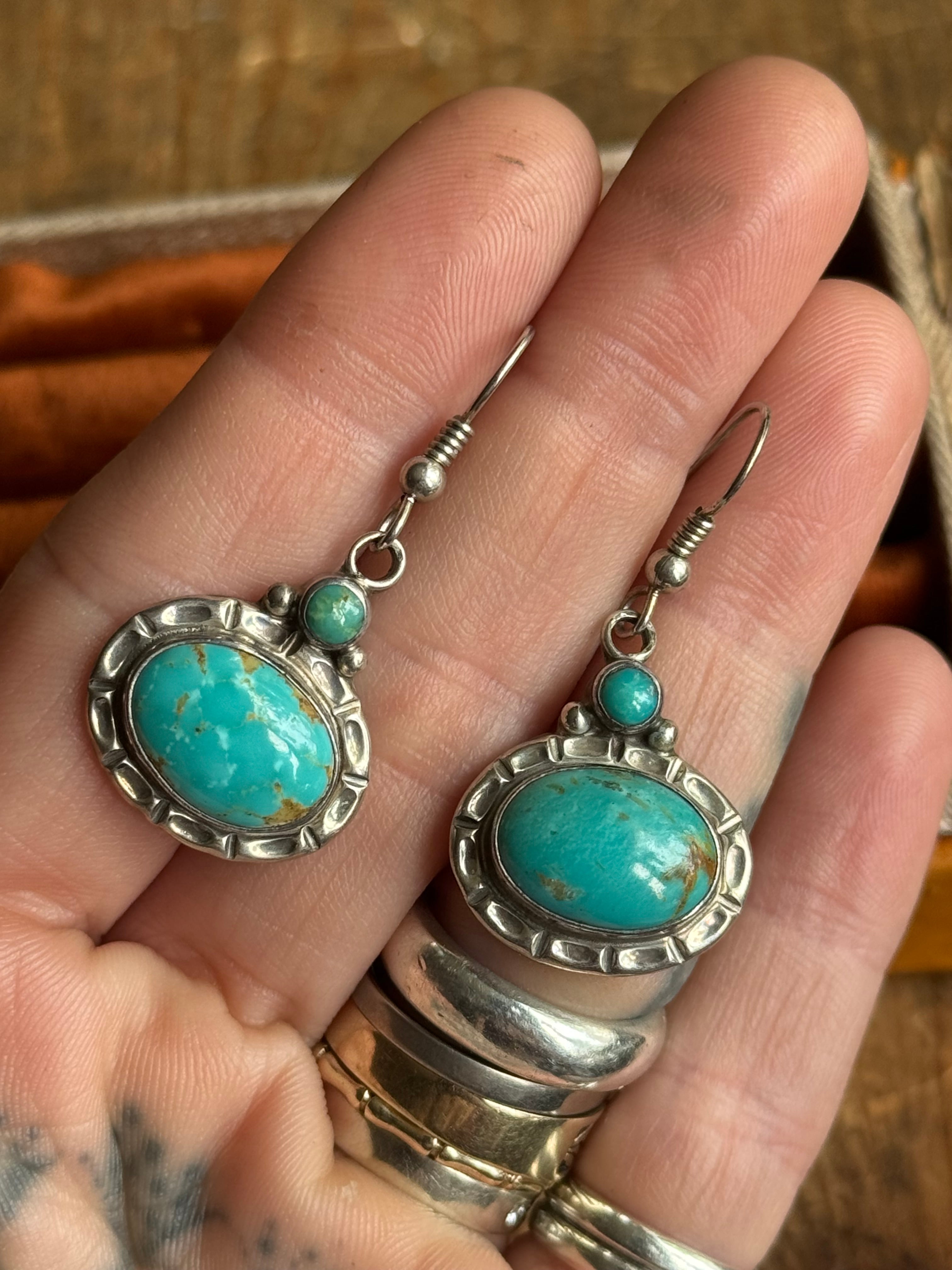 Vintage Sterling Silver Turquoise Earrings