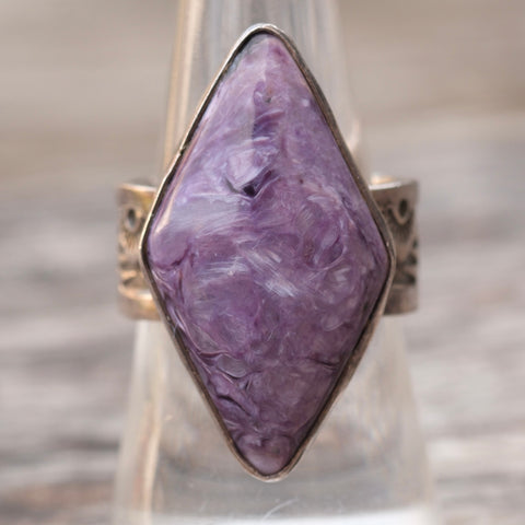 Vintage Sterling Purple Agate Ring 8
