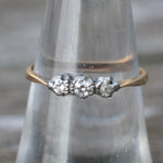 Vintage 18K Gold and Platinum 3-Stone Diamond Ring 7.25