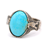 Vintage Sterling Turquoise Eagle Ring 13