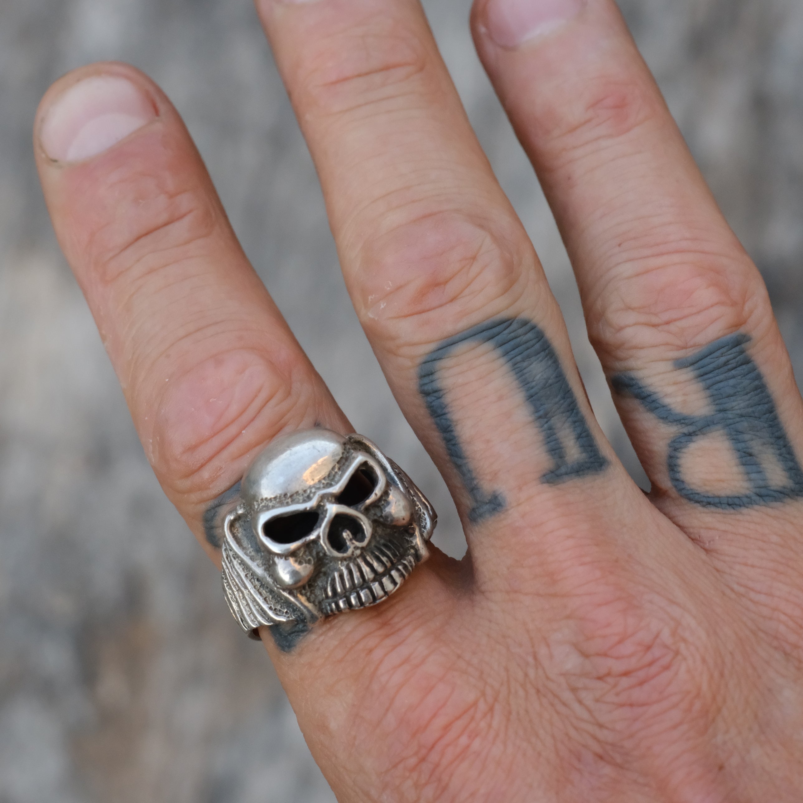 Vintage Sterling Silver Skull Ring 12.5