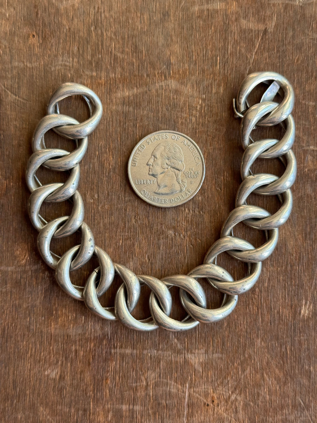 Vintage Sterling Silver 7” Hollow Link Curb Chain Bracelet