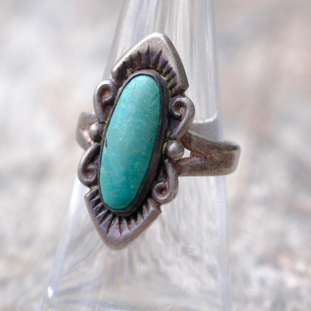 Vintage Sterling Turquoise Ring 6.5
