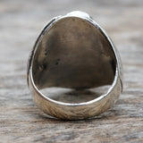 Vintage Sterling 3-Stone Turquoise Ribbed Band Ring 11