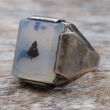 Vintage Sterling Agate Signet Ring 8.25