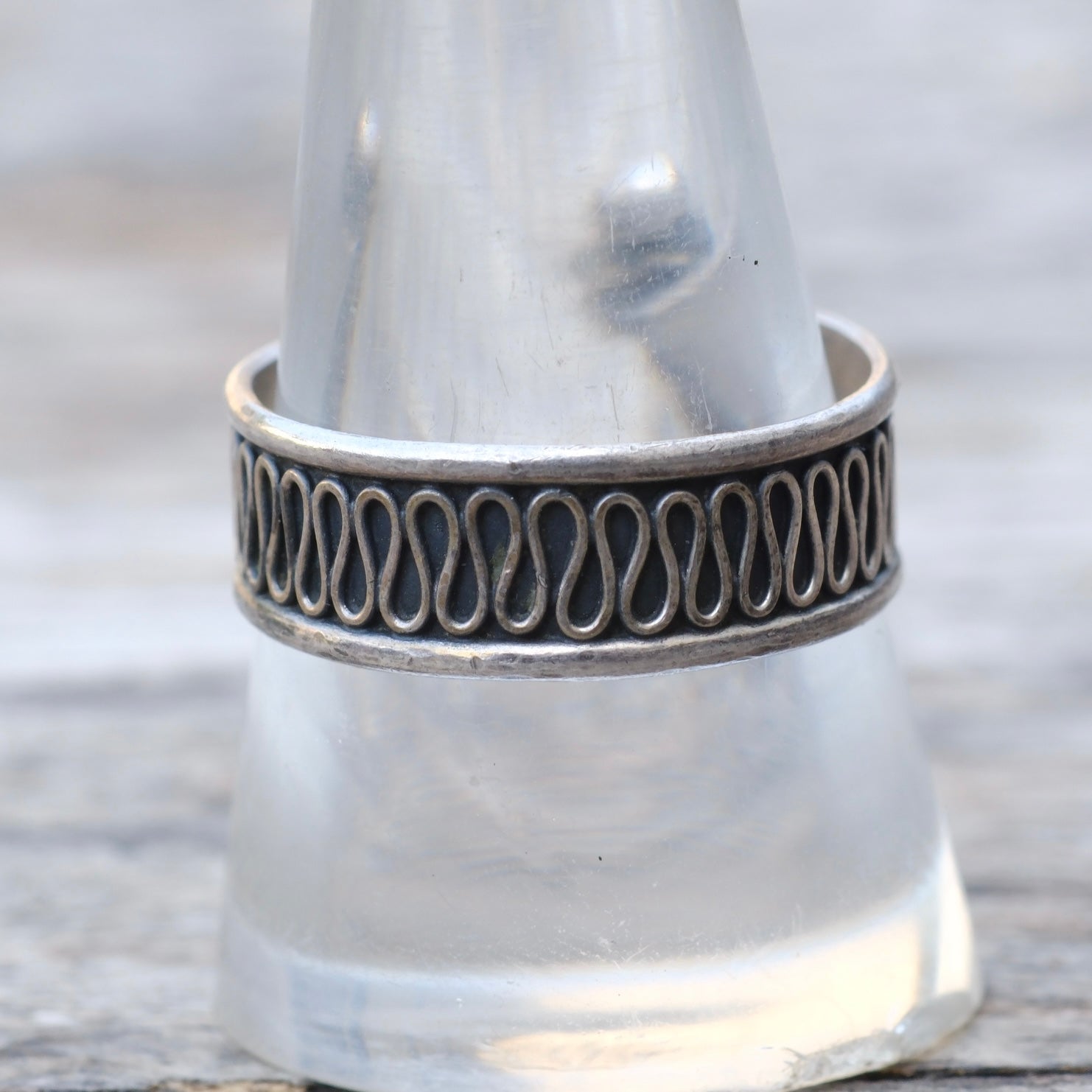 Vintage Sterling Silver Scroll Ring 10.5