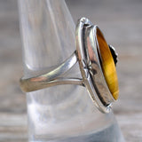 Vintage Sterling Tigers Eye Feather Ring 9