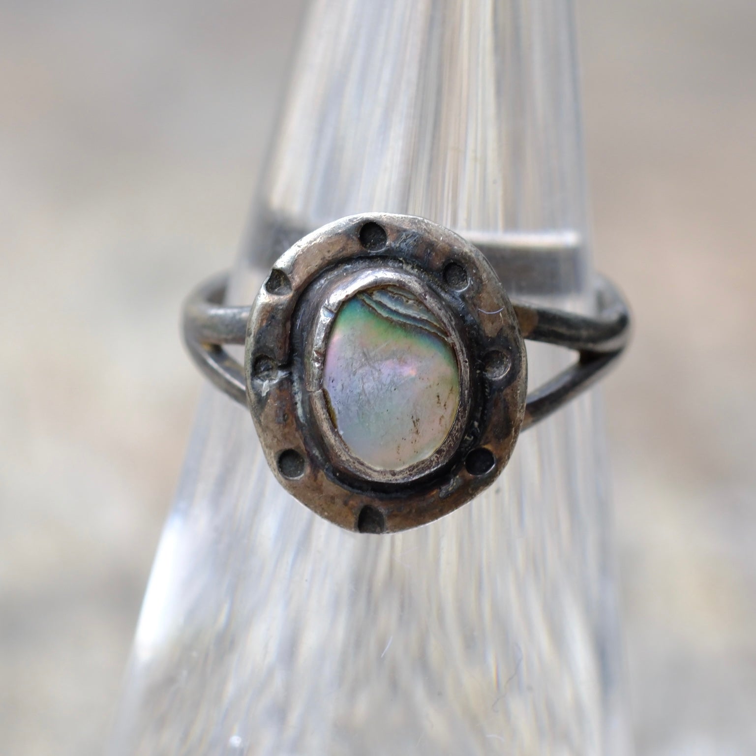 Vintage Sterling Abalone Ring 5