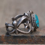 Vintage Old Pawn Sandcast Turquoise Cuff