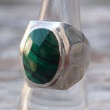 Vintage Sterling Malachite Ring 8.75