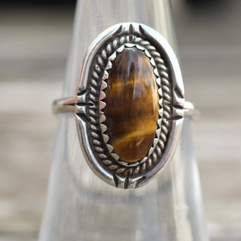 Vintage Sterling Tigers Eye Ring 6.25