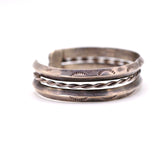 Vintage Sterling Double Row Stamped Triangle Cuff Bracelet 6.5"