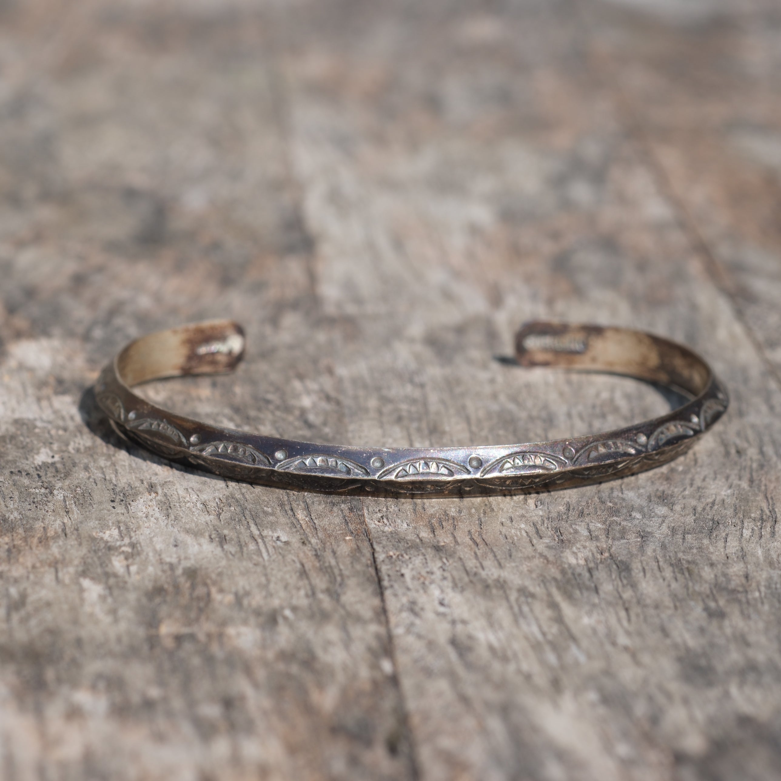 Vintage Sterling Silver Stamped Triangle Cuff