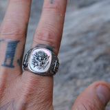 Vintage Sterling USN Abalone Signet Ring 10