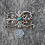 Vintage Sterling Silver Turquoise Casted Belt Buckle