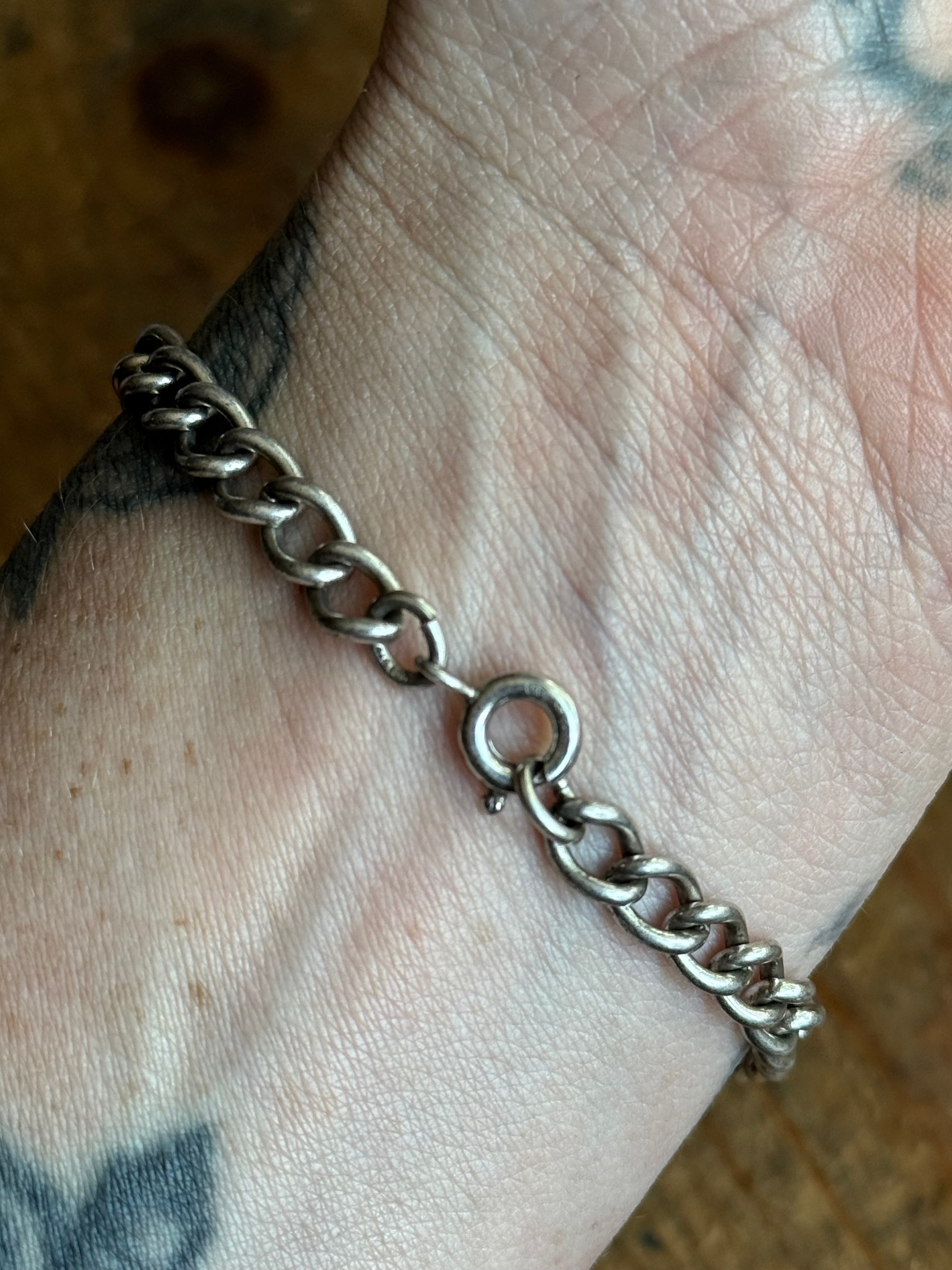 Vintage Sterling Silver 7.25” Curb Chain Bracelet