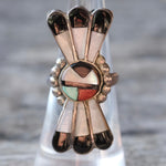 Vintage Sterling Zuni Inlay Ring 6.5