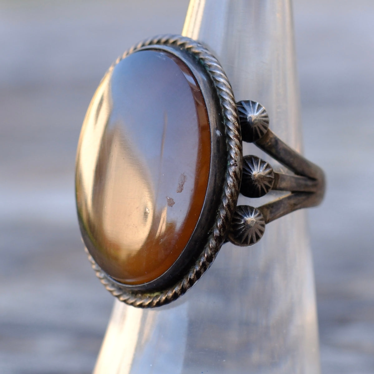 Vintage Sterling Jasper Ring 5.75