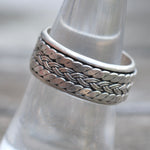 Vintage Sterling Silver Braided Spinner Band 8