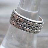 Vintage Sterling Silver Braided Spinner Band 8