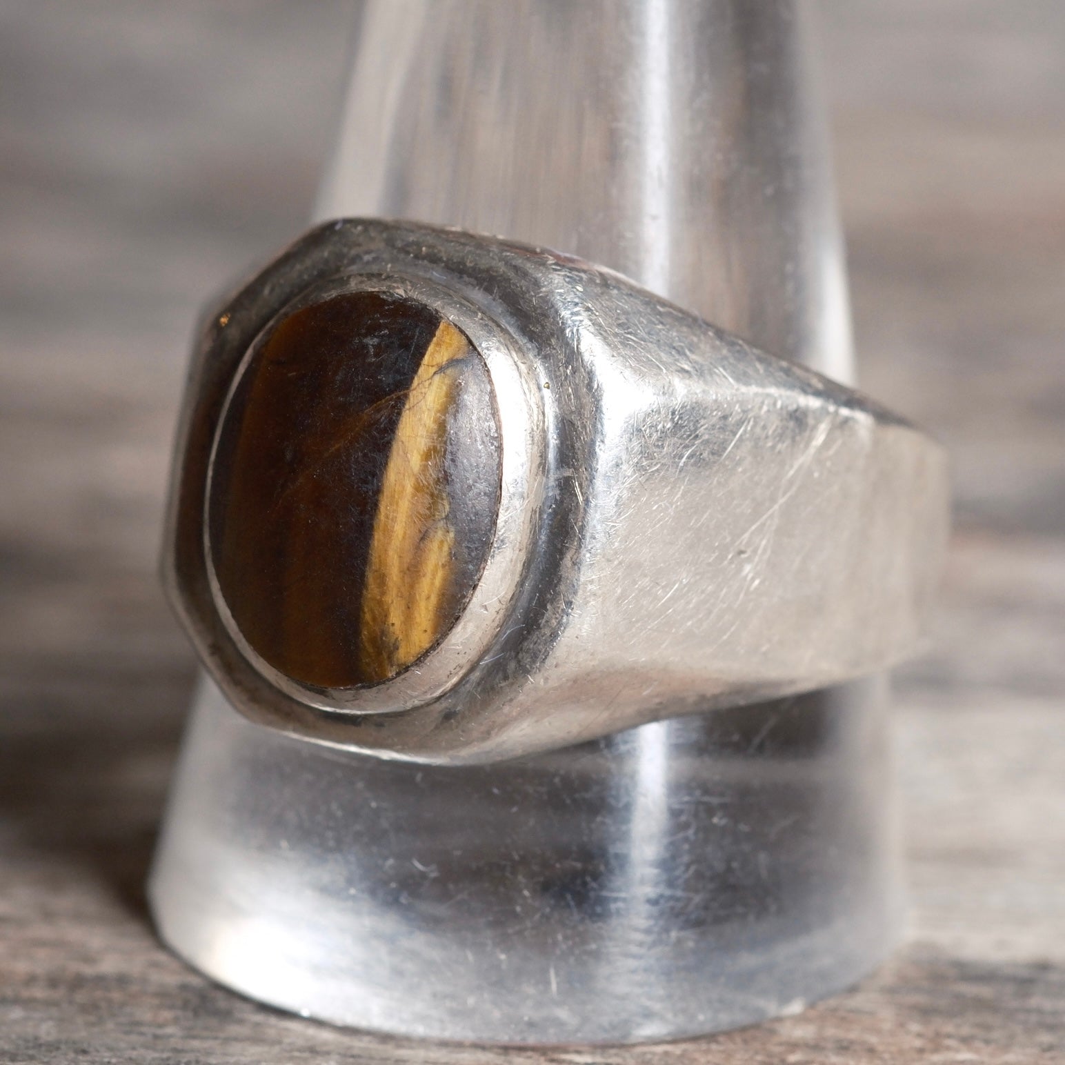 Vintage Sterling Tigers Eye Ring 12.5