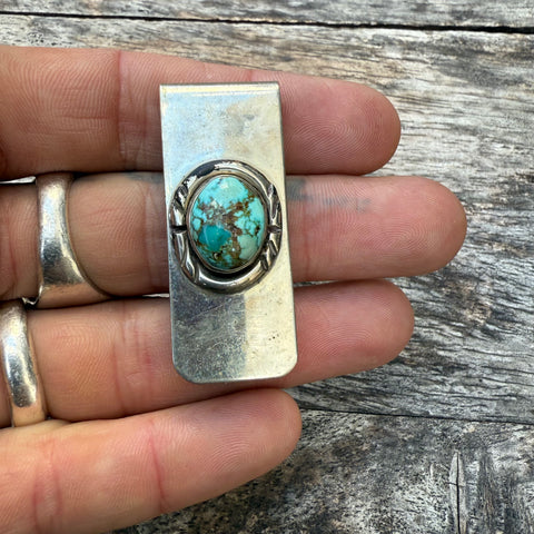 Vintage Sterling Turquoise Money Clip