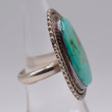 Vintage Sterling Turquoise Roper Ring 6.75