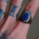 Vintage Sterling Lapis Signet Ring 11
