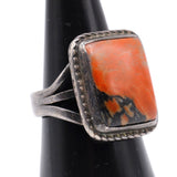 Mid Century Vintage Sterling Petrified Wood Ring 10