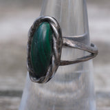 Vintage Sterling Malachite Roper RIng 6
