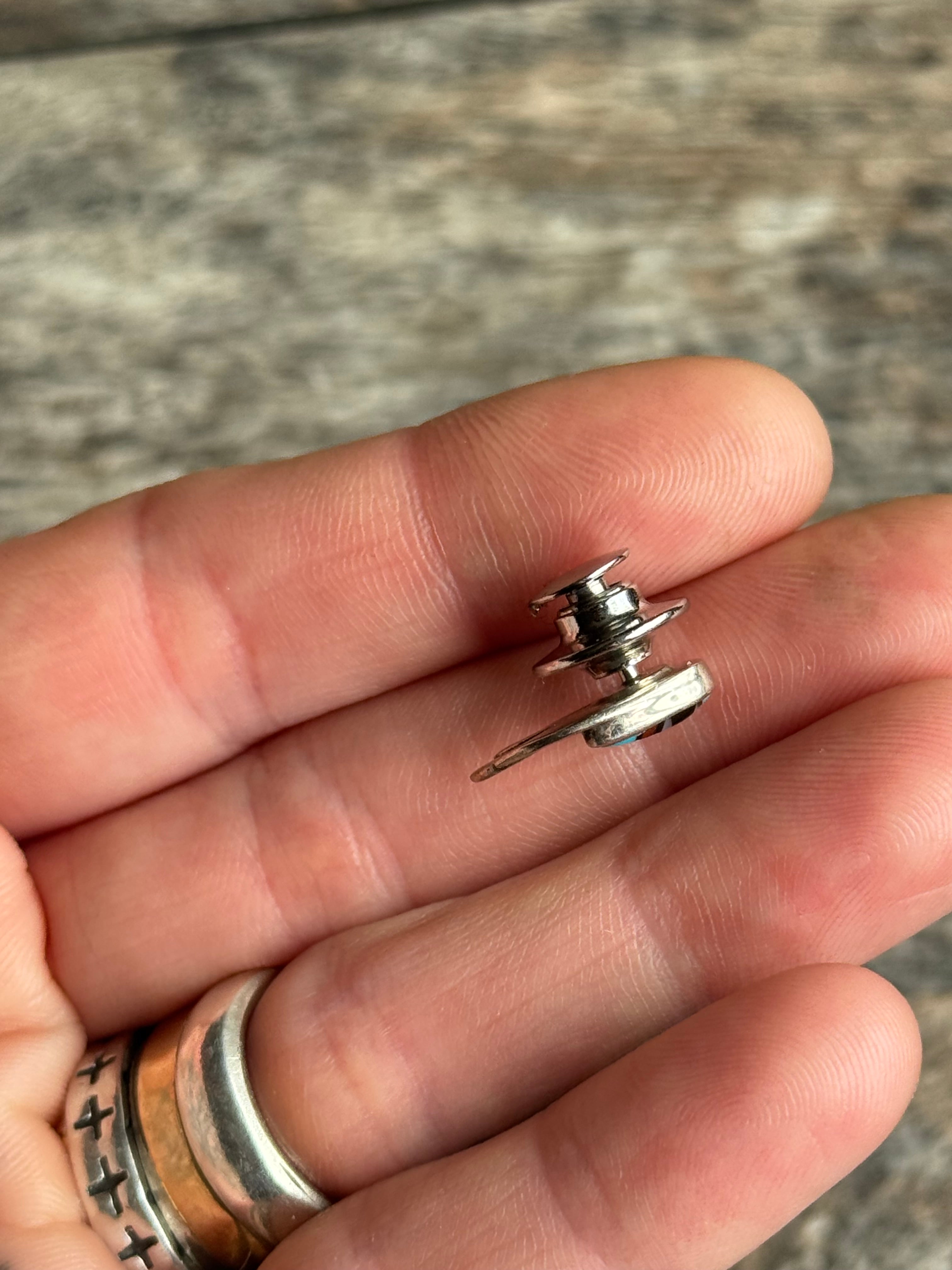Vintage Sterling Silver Multistone Inlay Paw Pin