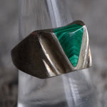 Vintage Sterling Malachite Triangle Ring 9