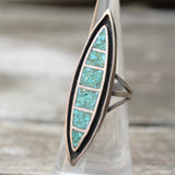 Vintage Sterling Turquoise Inlay Ring 5.25