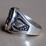 Vintage Sterling Silver Signed Leaf Ring 10.75
