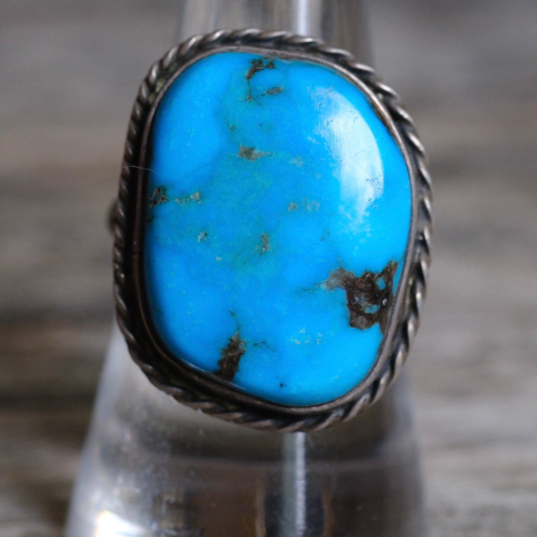 Vintage Sterling Turquoise Roper Ring 8.5