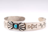 Vintage Sterling Turquoise Stamped Cuff Bracelet 6.25"