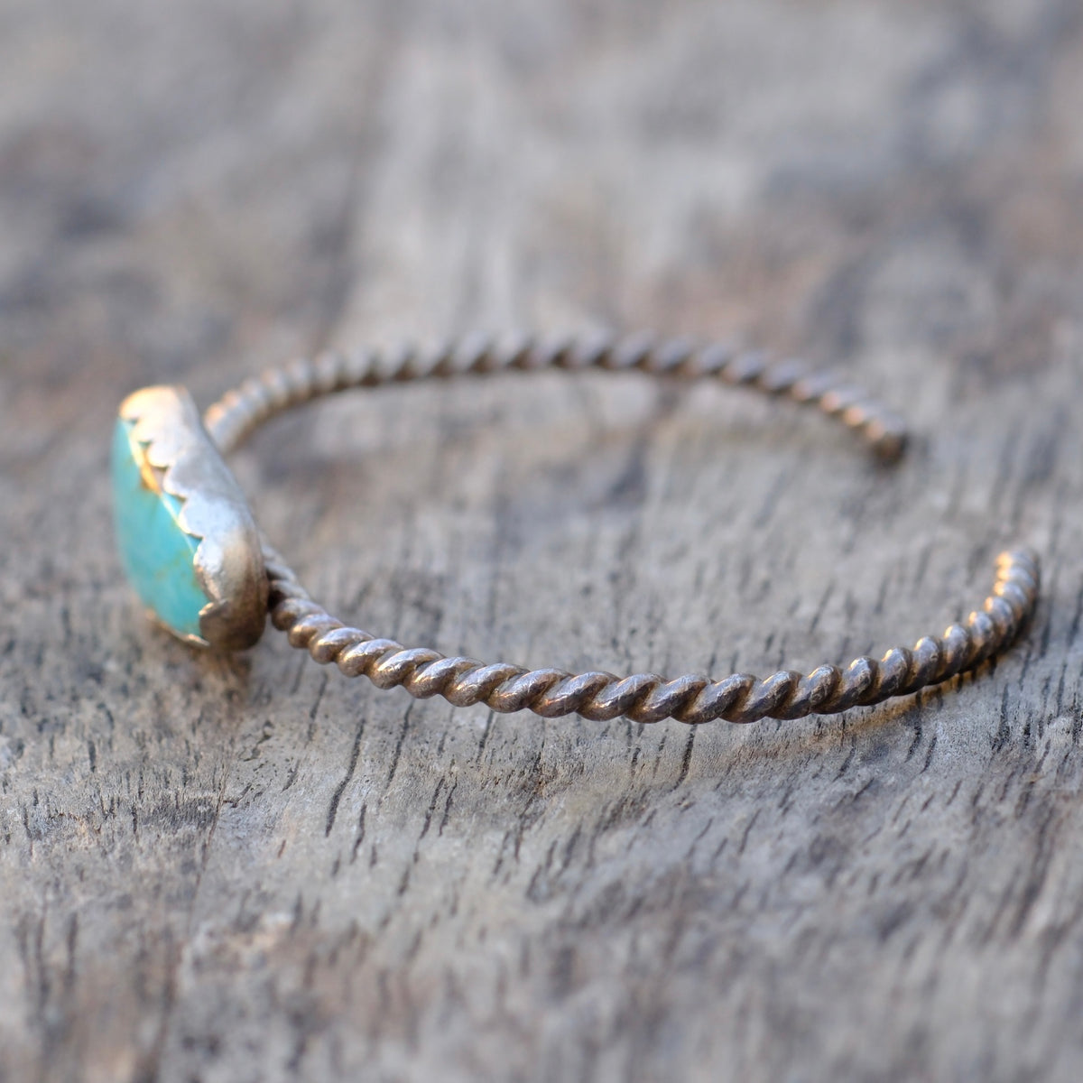 Vintage Sterling Turquoise Twisted Cuff Bracelet