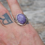 Vintage Sterling Charoite Thunderbird Ring 8