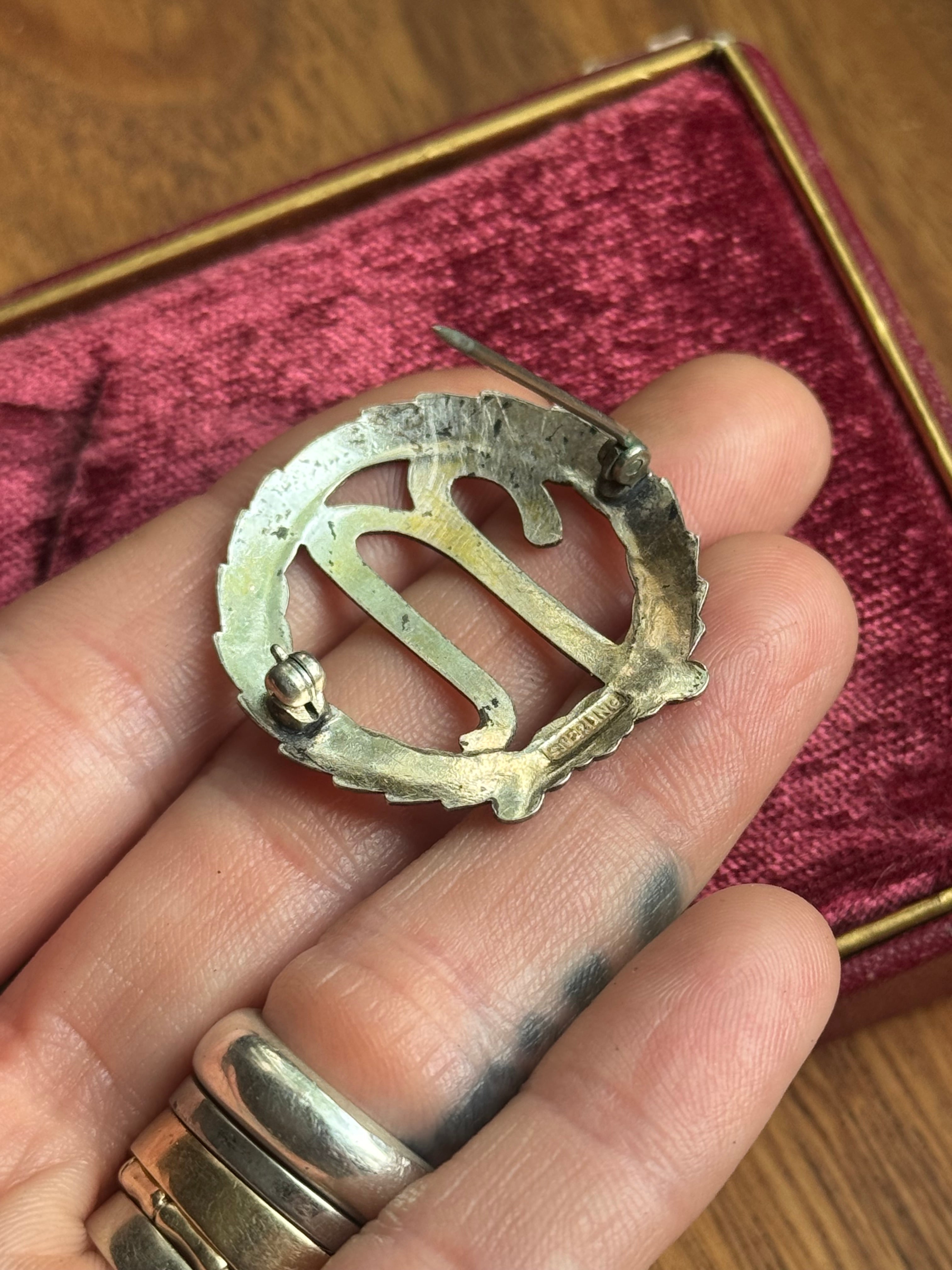 Vintage Sterling Silver Gold Toned ’N’ Initial Pin