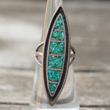 Vintage Sterling Turquoise Inlay Ring 5.25