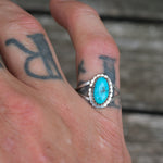 Vintage Sterling Turquoise Ring 6.75