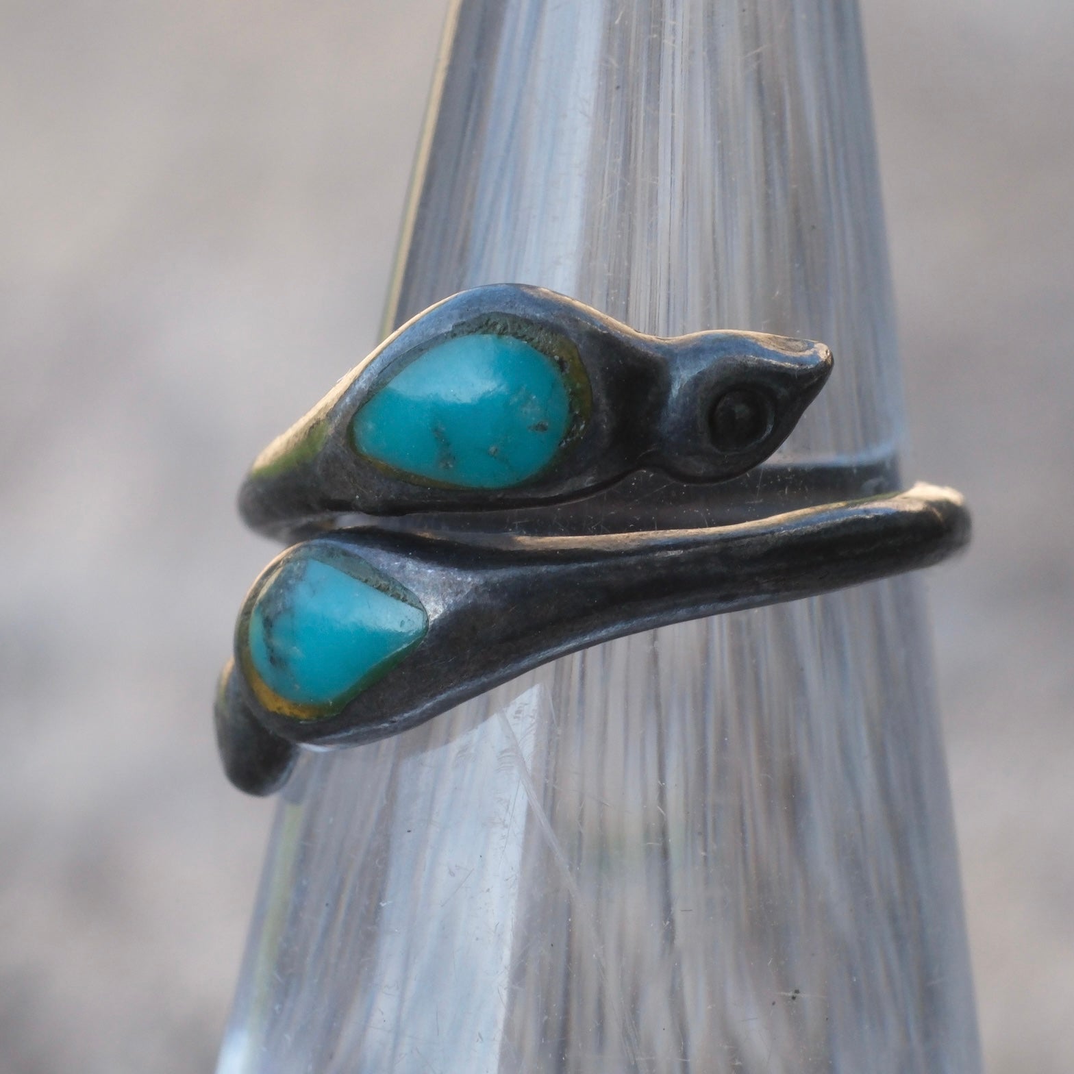 Vintage Sterling Turquoise Overpass Ring 3.25