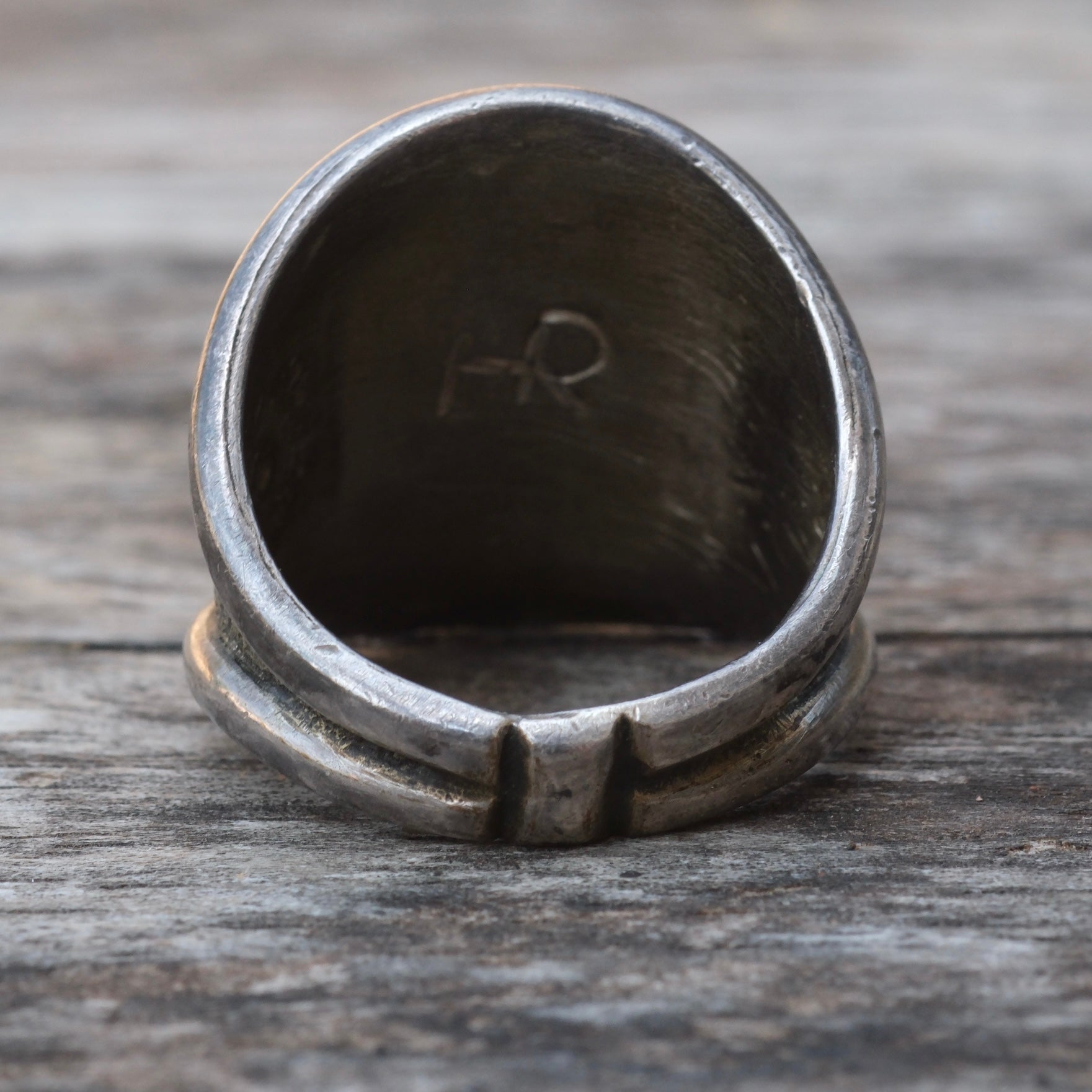 Vintage Sterling Turquoise Stamped Band Ring 8.5